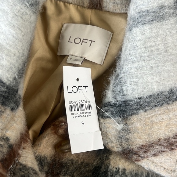 Loft Plaid Wool Blend Shirt Tail Coat. Size Small - Picture 8 of 8